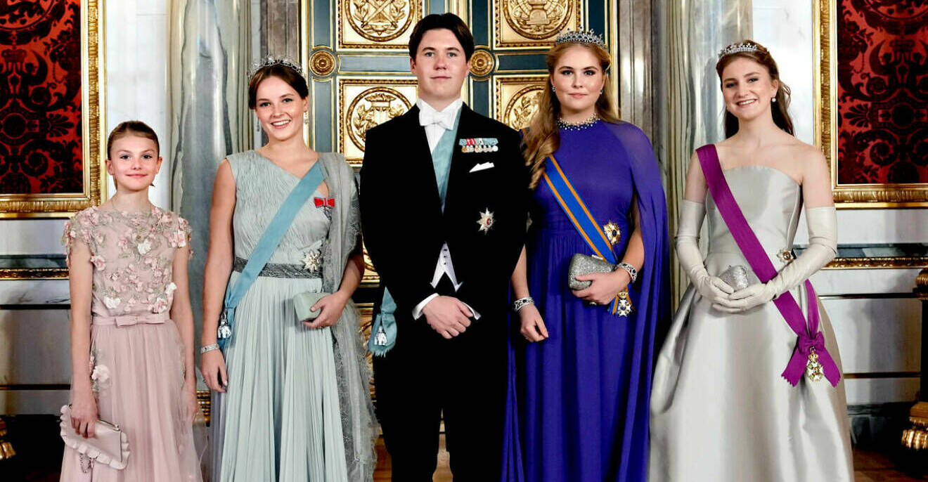Prinsessan Estelle, Prinsessan Ingrid Alexandra, Prins Christian, Prinsessan Catharina-Amalia och Prinsessan Elisabeth.