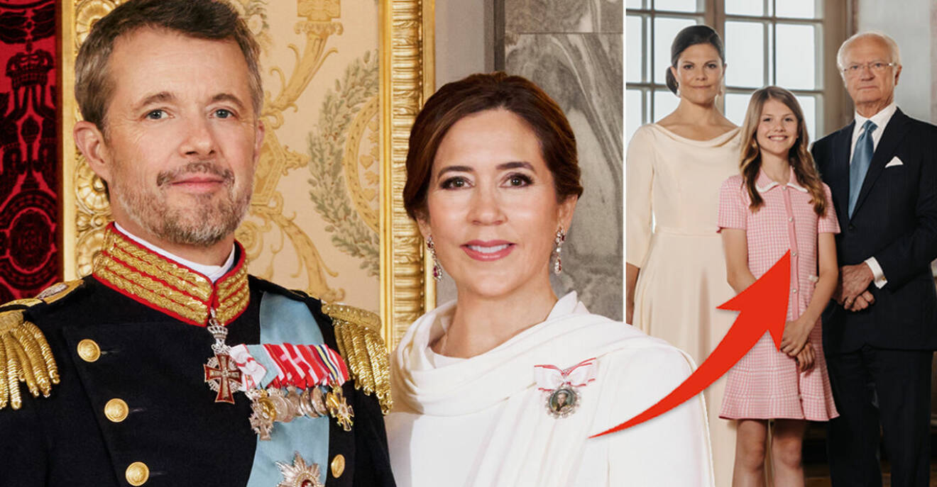 Kung Frederik och drottning Mary med svenska kungafamiljen