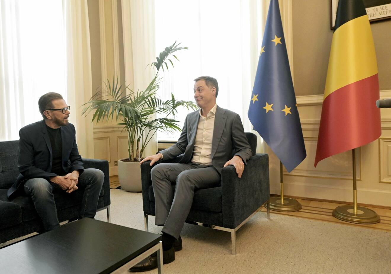 Björn Ulvaeus under ett möte med Belgiens premiärminister