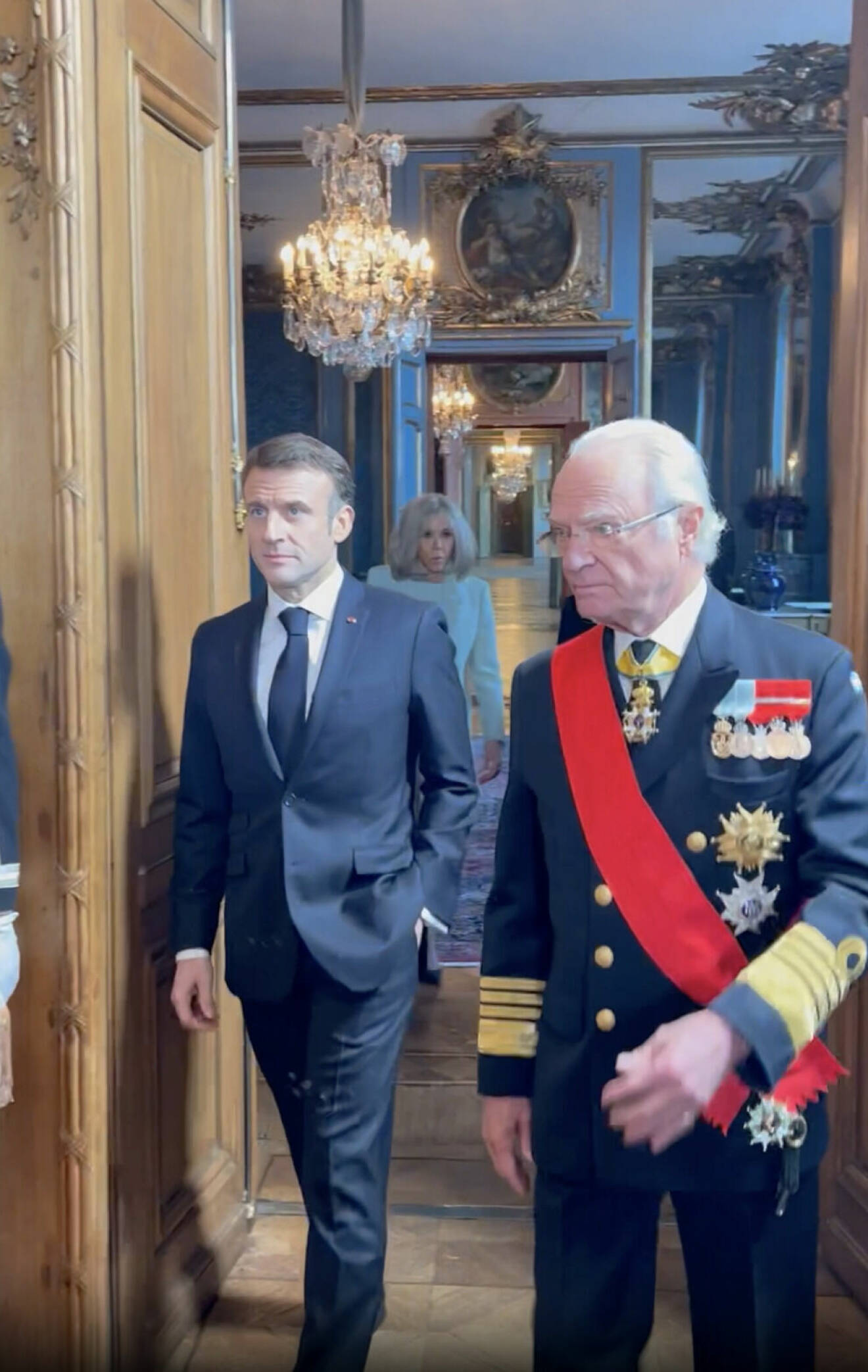 Kungen med president Macron under statsbesök från Frankrike