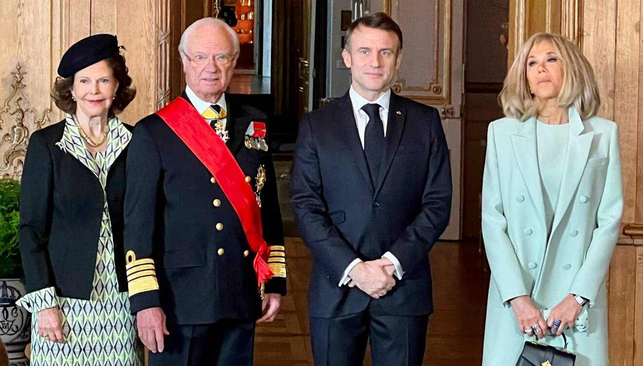 Drottning Silvia, kungen, Emmanuel Macron och Brigitte Macron