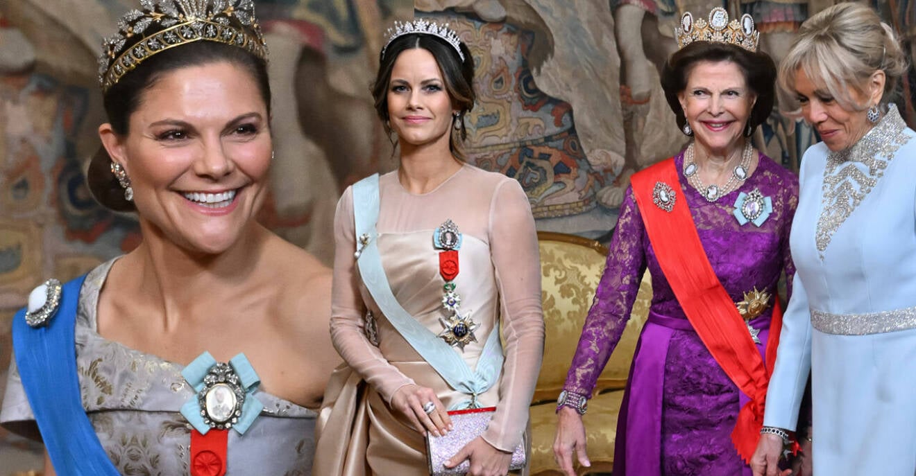 Kronprinsessan Victoria, prinsessan Sofia, drottning Silvia och Brigitte Macron