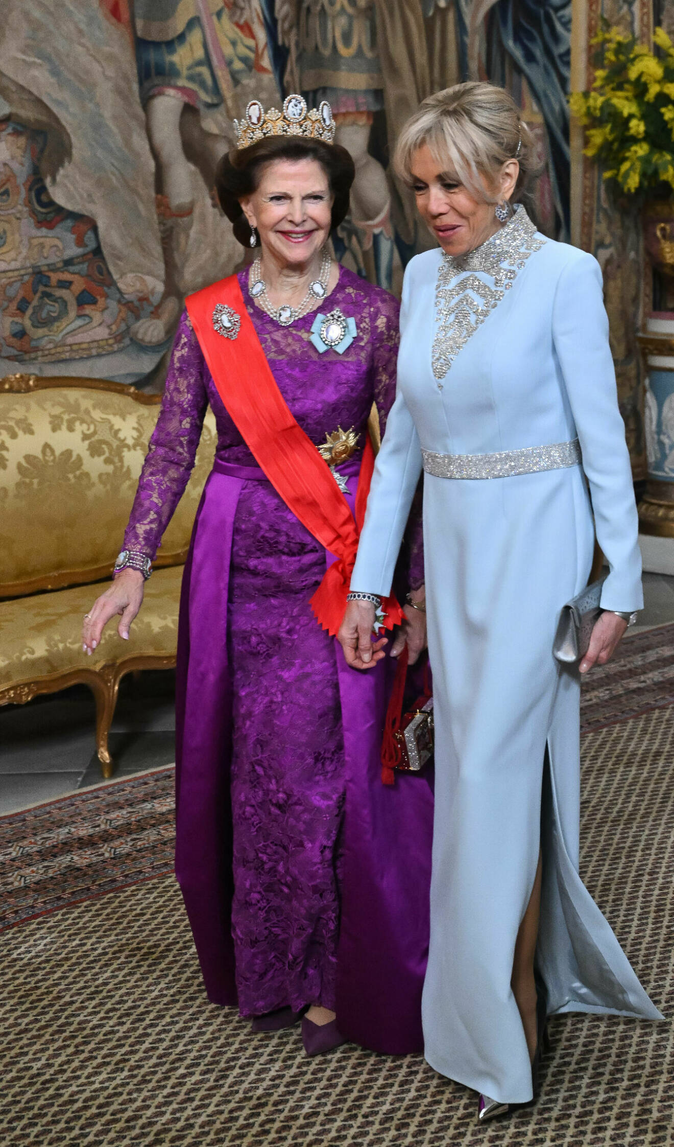 Franska statsbesöket: Drottning Silvia med presidentfrun Brigitte
