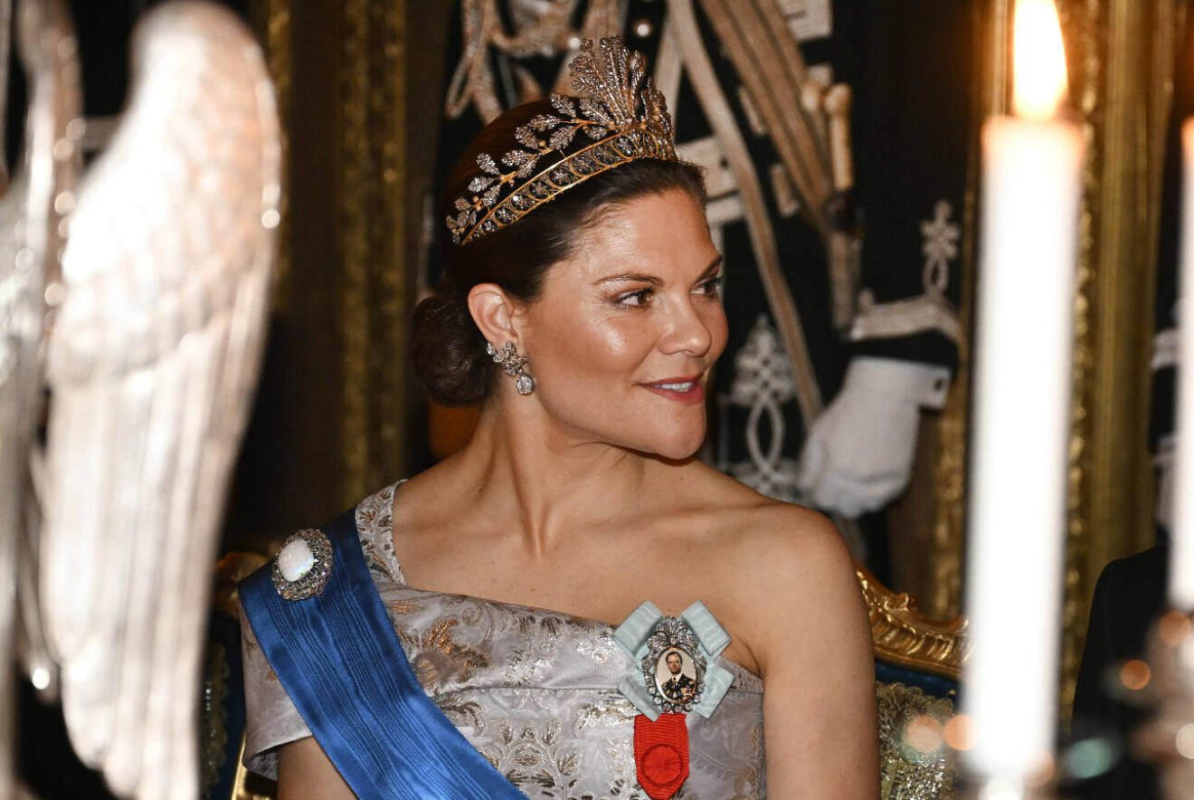Kronprinsessan Victoria vid galamiddagen på Stockholms slott
