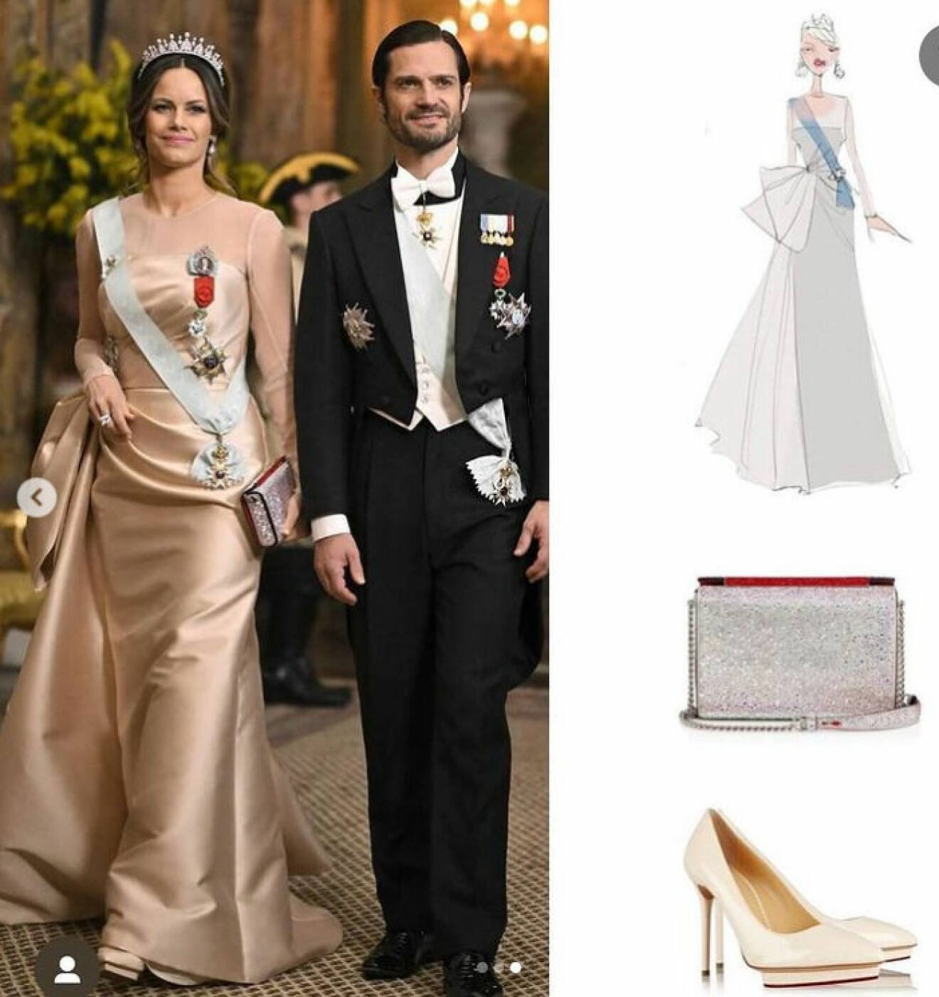 Lars Wallins design för prinsessan Sofia – aftonklänning i guld