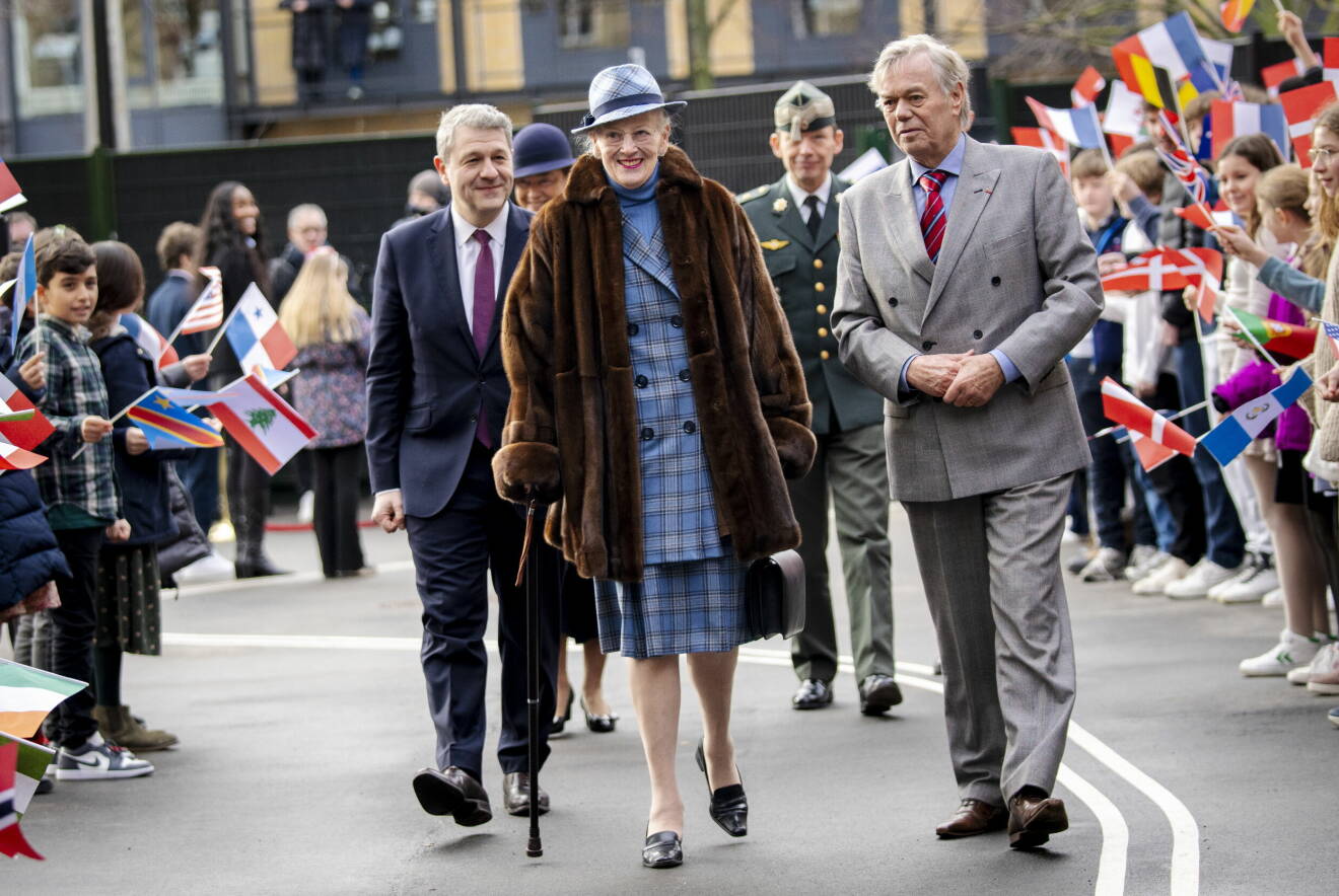 Drottning Margrethe på privata skolan Prins Henriks skole i Köpenhamn