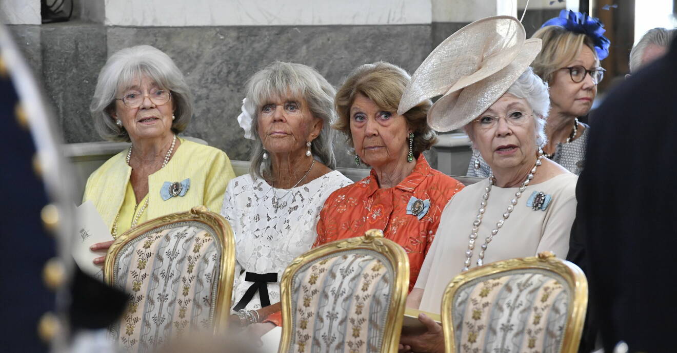 Prinsessan Margaretha, prinsessan Birgitta, prinsessan Desiree och prinsessan Christina på prinsessan Adriennes dop