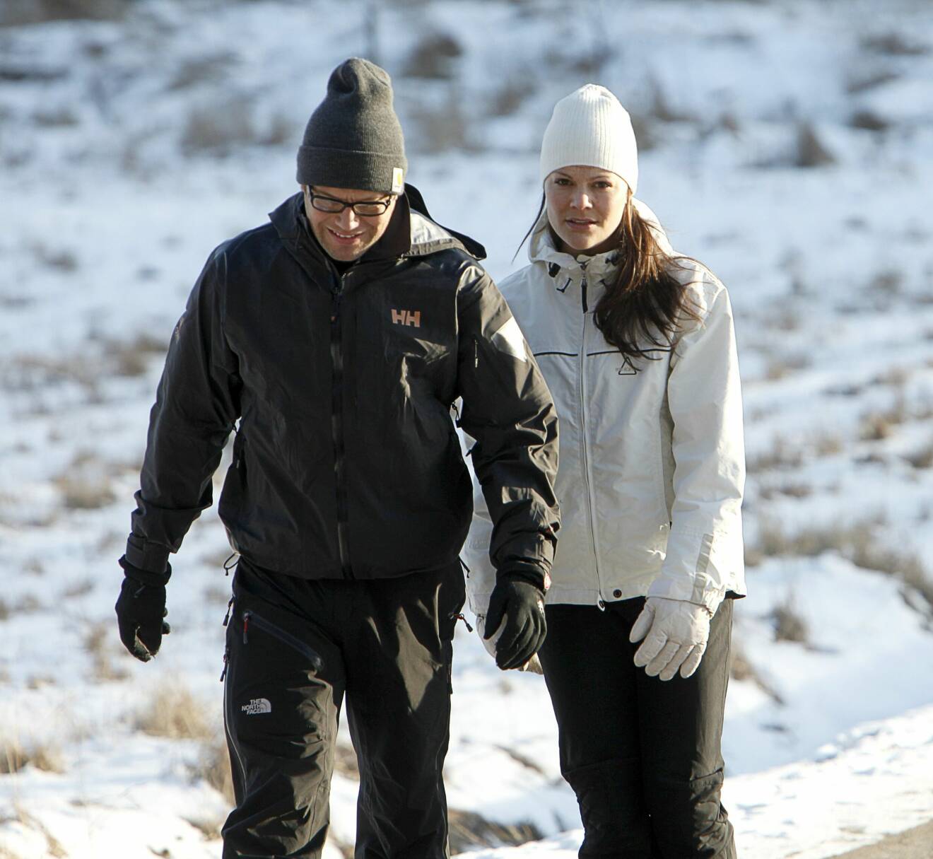 Kronprinsessan Victoria och prins Daniel 2009, på promenad i snön på Drottningholm där frieriet ägde rum