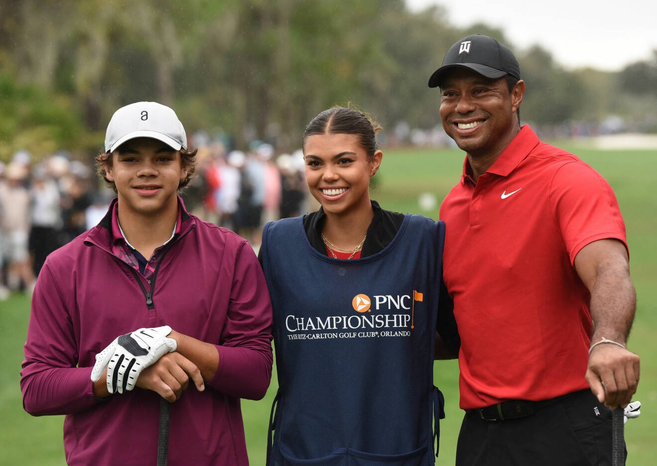 Tiger Woods med barnen Charlie och Sam.