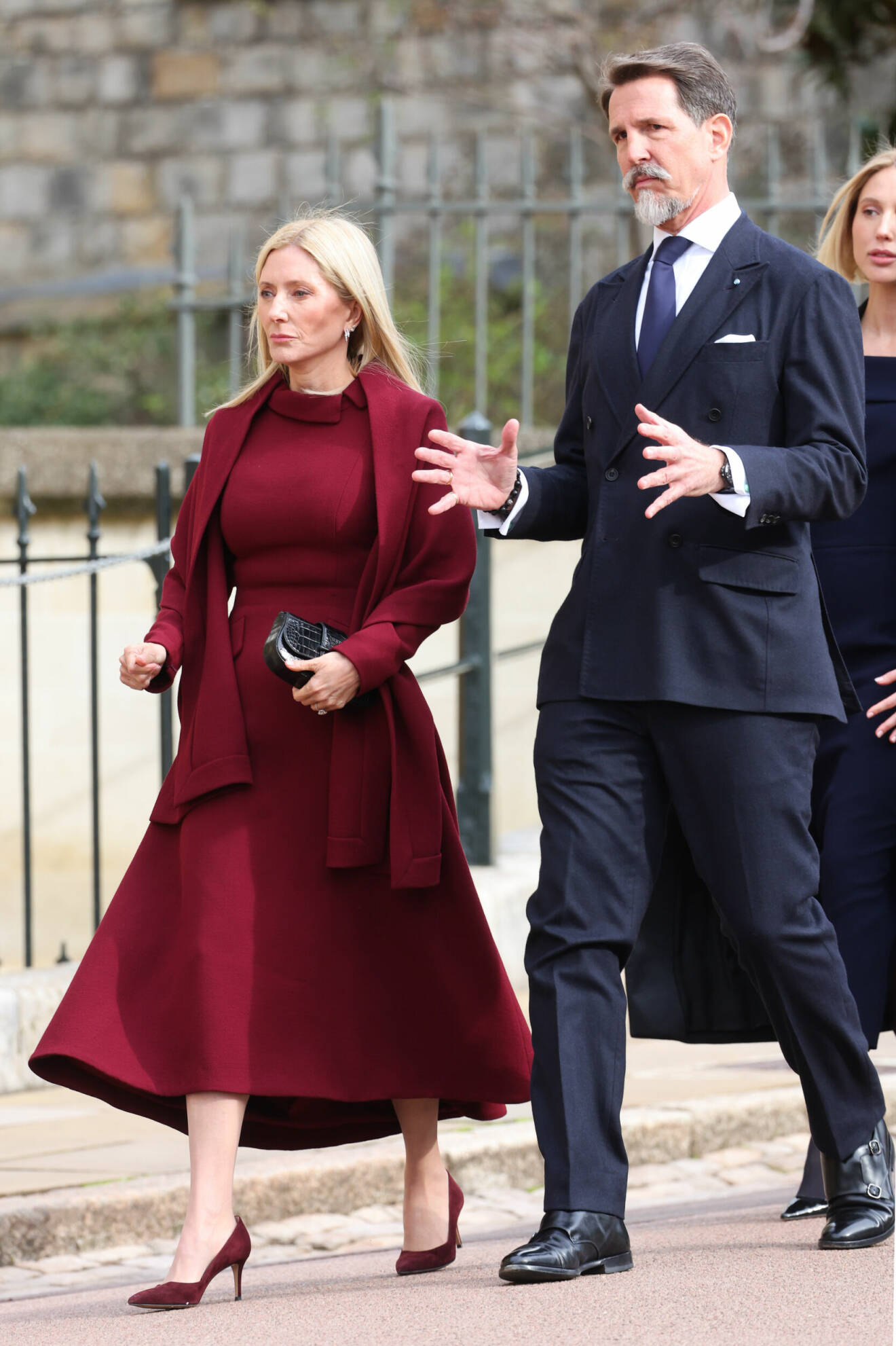 Kronprins Pavlos och hans fru kronprinsessan Marie-Chantal vid minnesceremoni för kung Konstantin på Windsor Castle