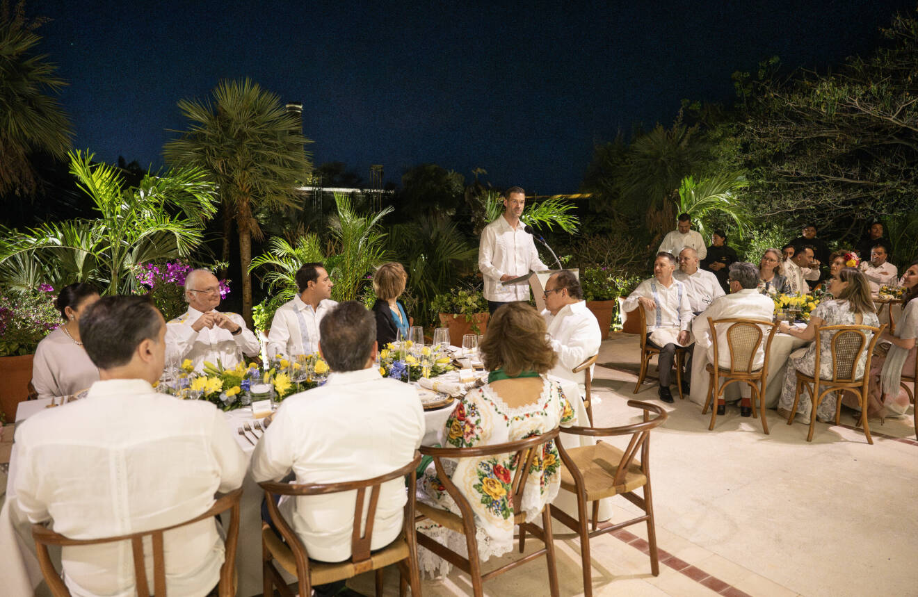 Guvernör Mauricio Vila Dosals middag för kungaparet på Hacienda San Antonio Hool i Yucatán