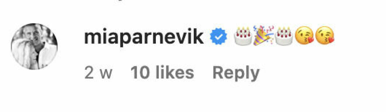 Mia Parneviks kommentar på prinsessan Madeleines Instagram