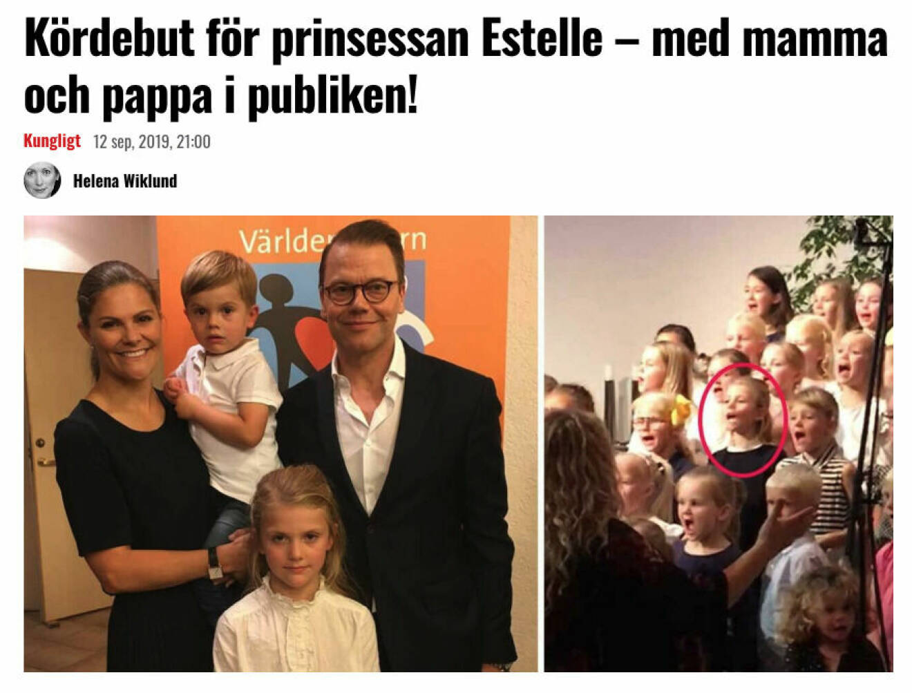 Artikel i Svensk Dam om när prinsessan Estelle sjöng i kör