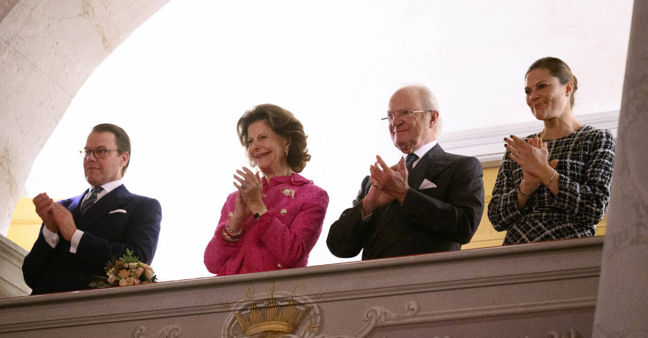 Prins Daniel, drottning Silvia, kungen och kronprinsessan Victoria