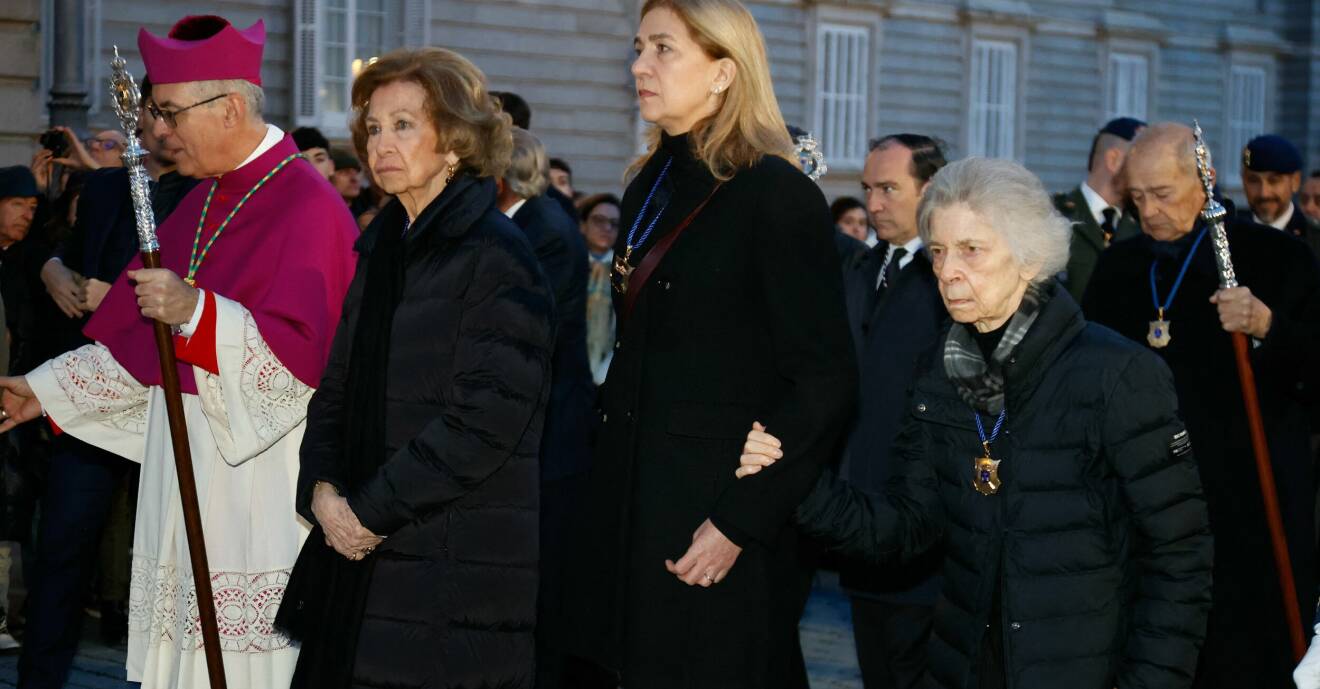 Exdrottning Sofia, prinsessan Cristina och Irene av Grekland i Madrid