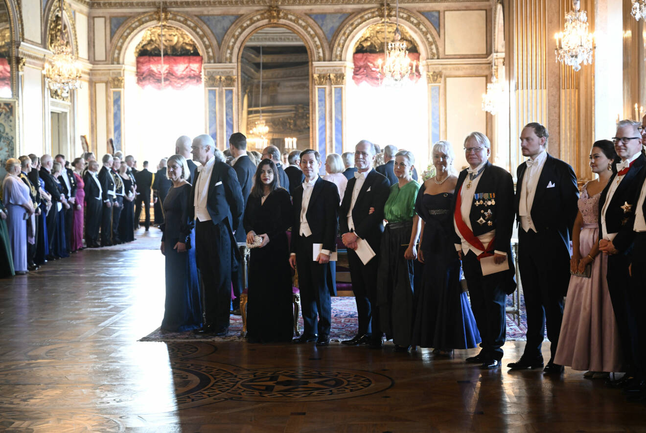 Statsbesök från Finland 2024 – gästerna vid galamiddagen på slottet