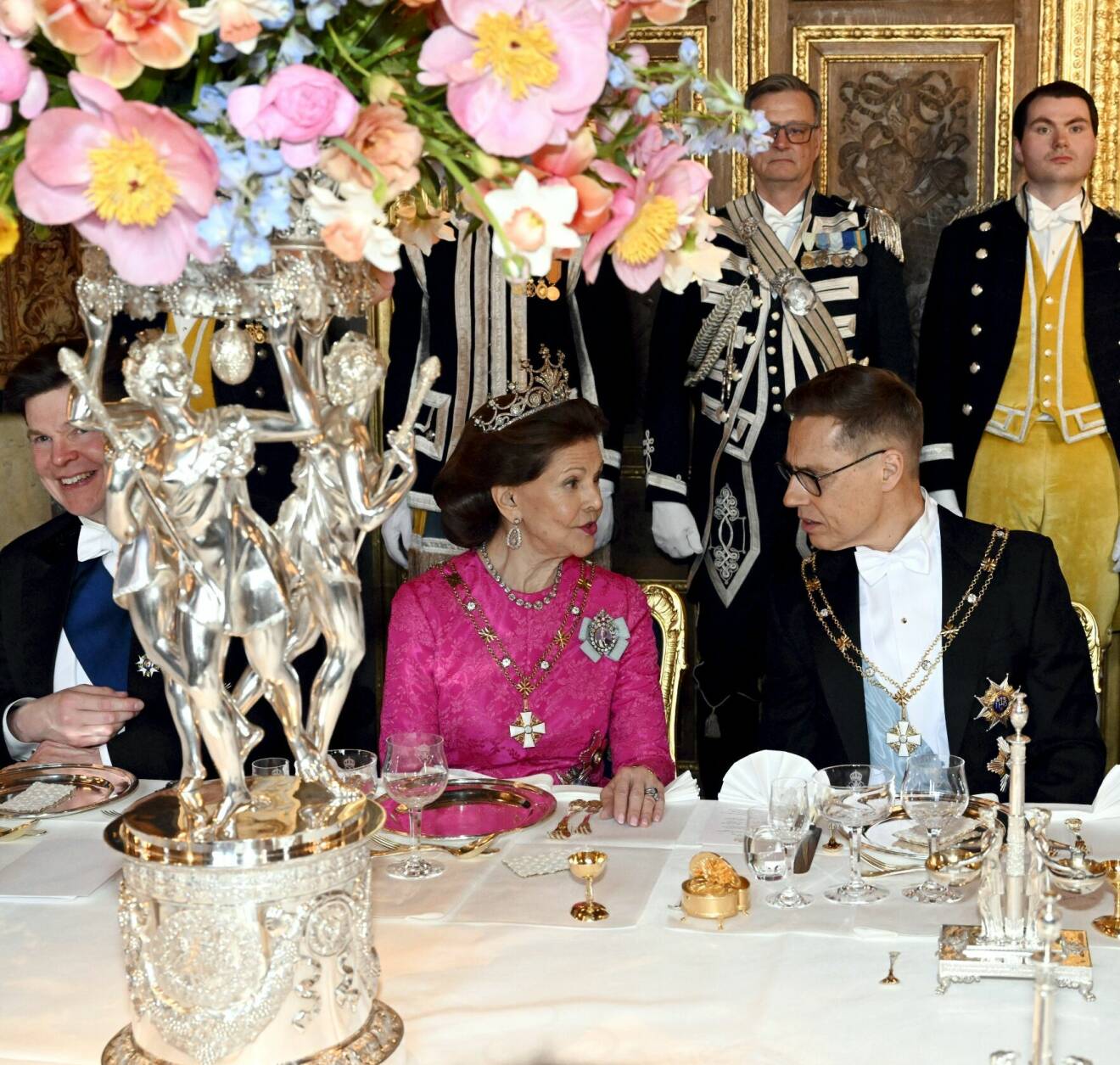 Blommorna vid kungaparets middag för Finlands presidentpar