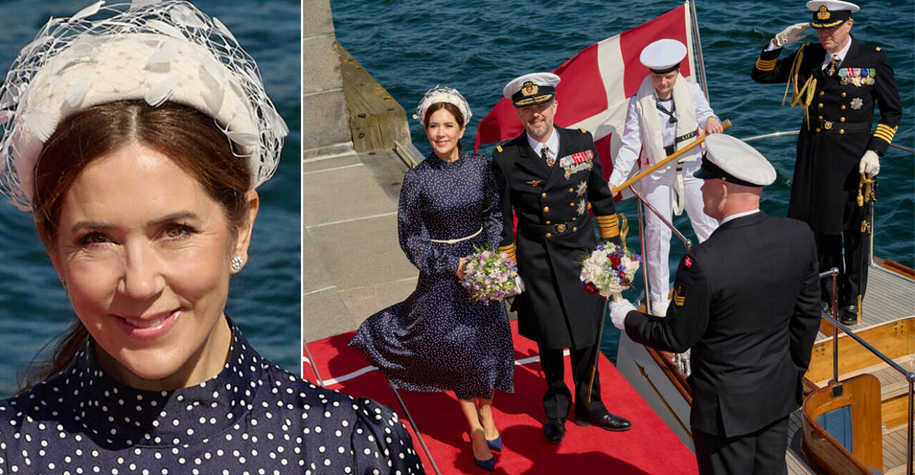 Kung Frederik och drottning Mary går ombord på Dannebrog