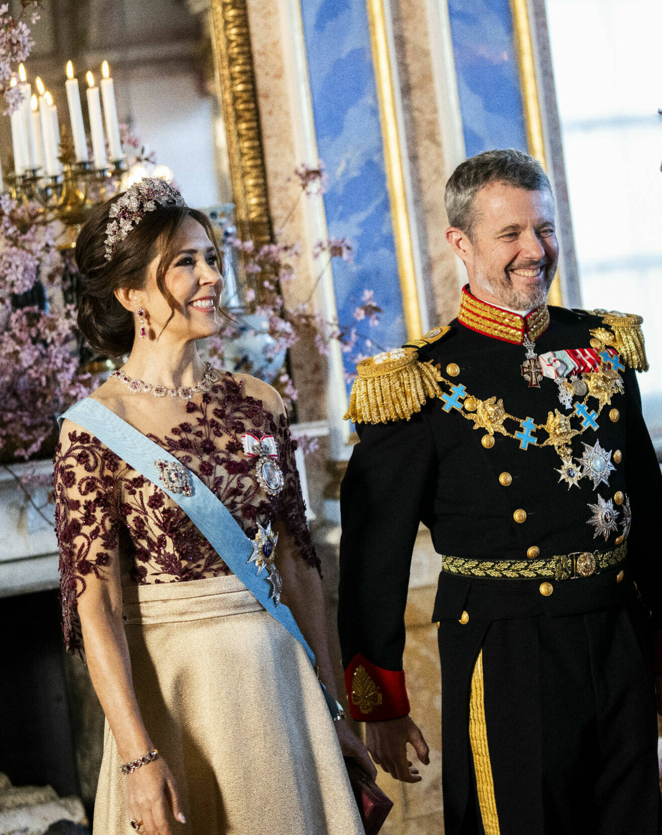 Kung Frederik och drottning Mary vid galamiddagen på slottet