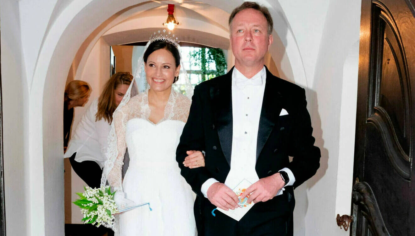 Prinsessan Carina och prins Gustav på sin bröllopsdag