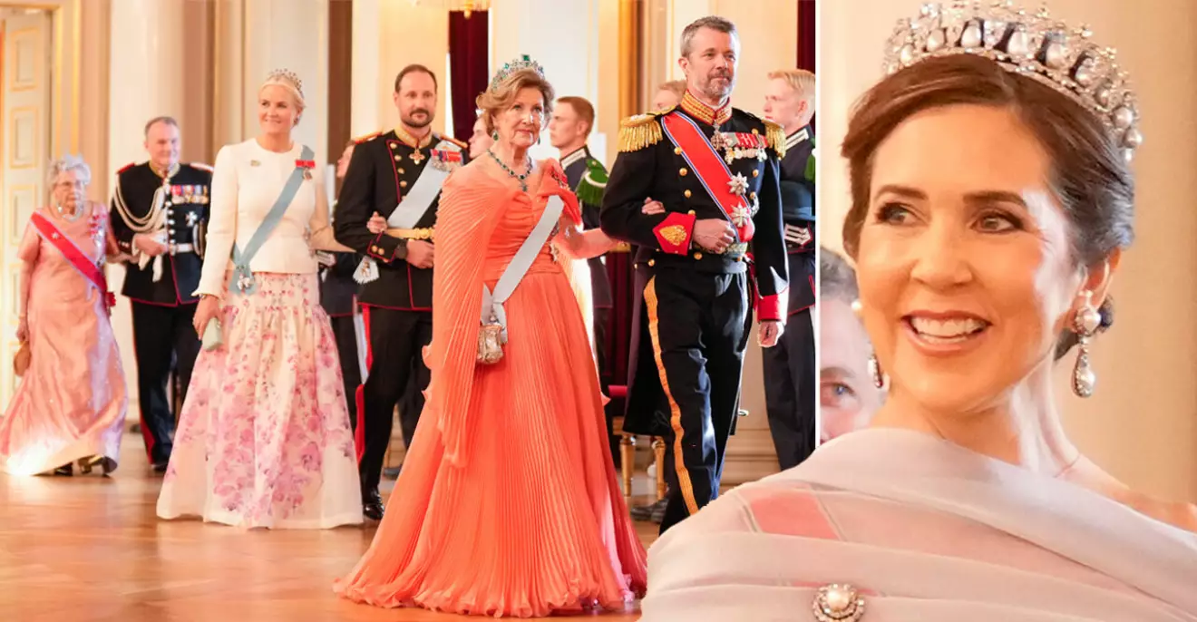 Drottning Mary och kung Frederik på galamiddag hos norska kungafamiljen