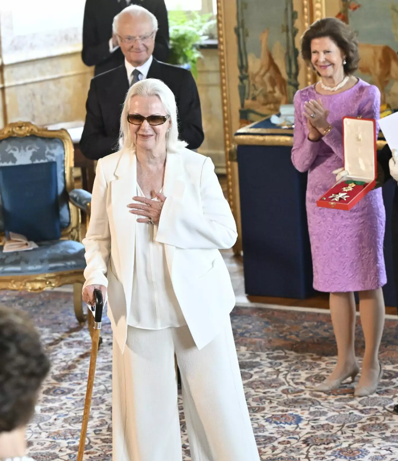 Anni-Frid Lyngstad Reuss på slottet 2024 – fick Vasaorden