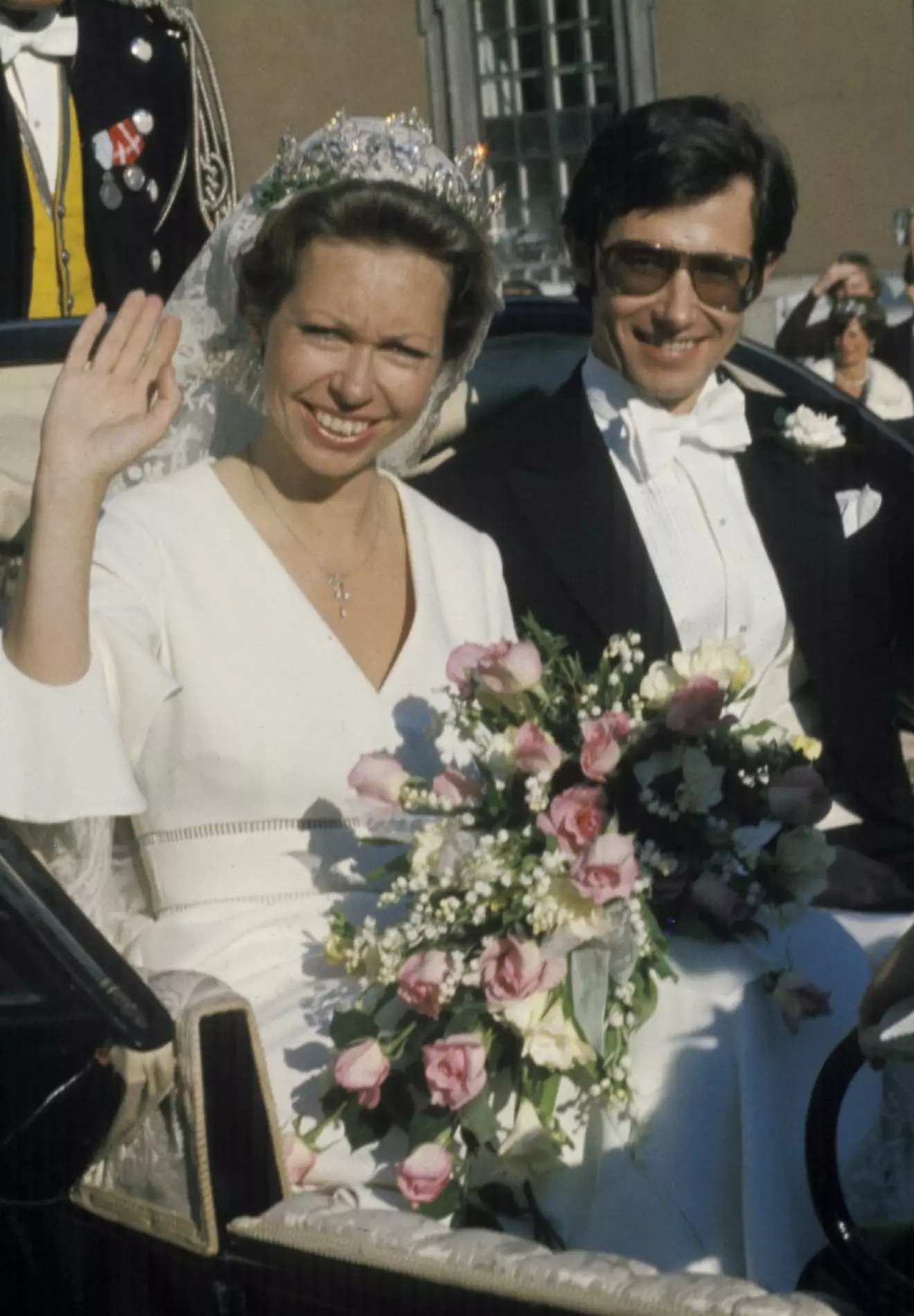 Prinsessan Christina och Tord Magnuson vid sitt bröllop 1974