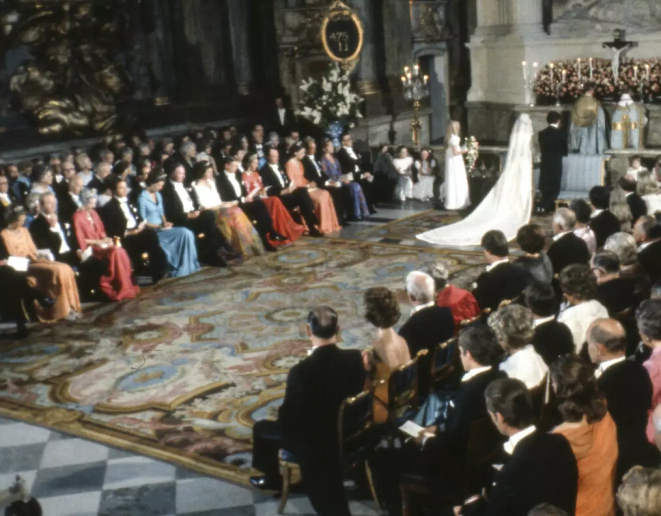 Prinsessan Christina och Tord Magnuson vid vigseln i Slottskyrkan 15 juni 1974