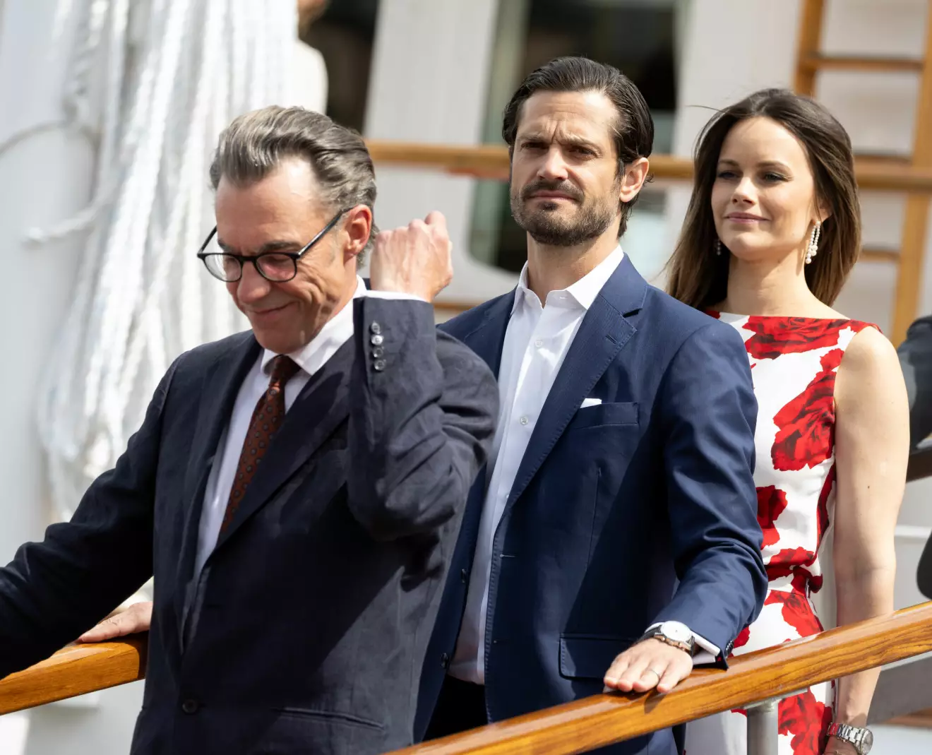 Prinsessan Margarethas äldste son Edward Ambler i Stockholm 2024 med prins Carl Philip och prinsessan Sofia