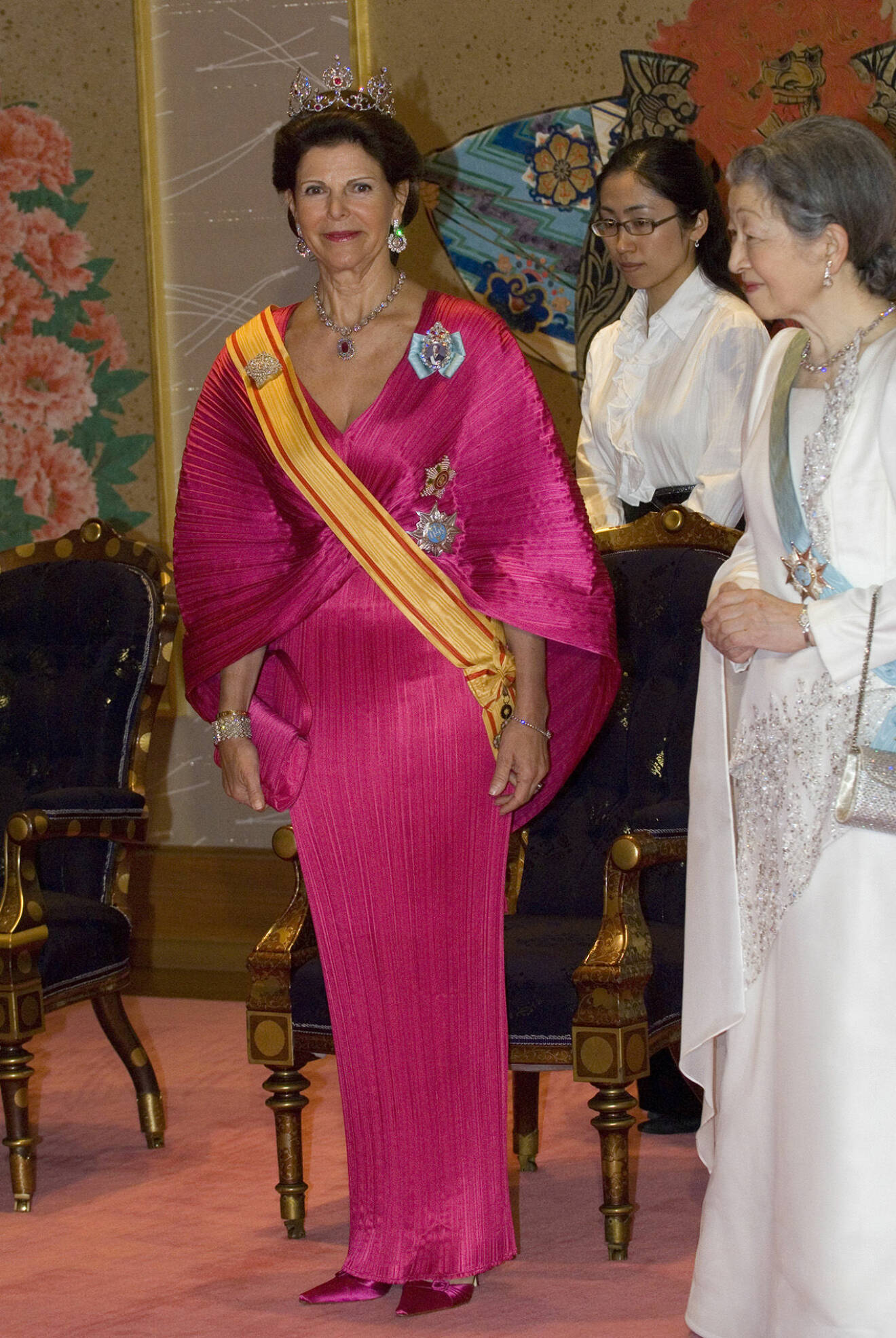 Drottningen bar tiaran under ett statsbesök i Japan.
