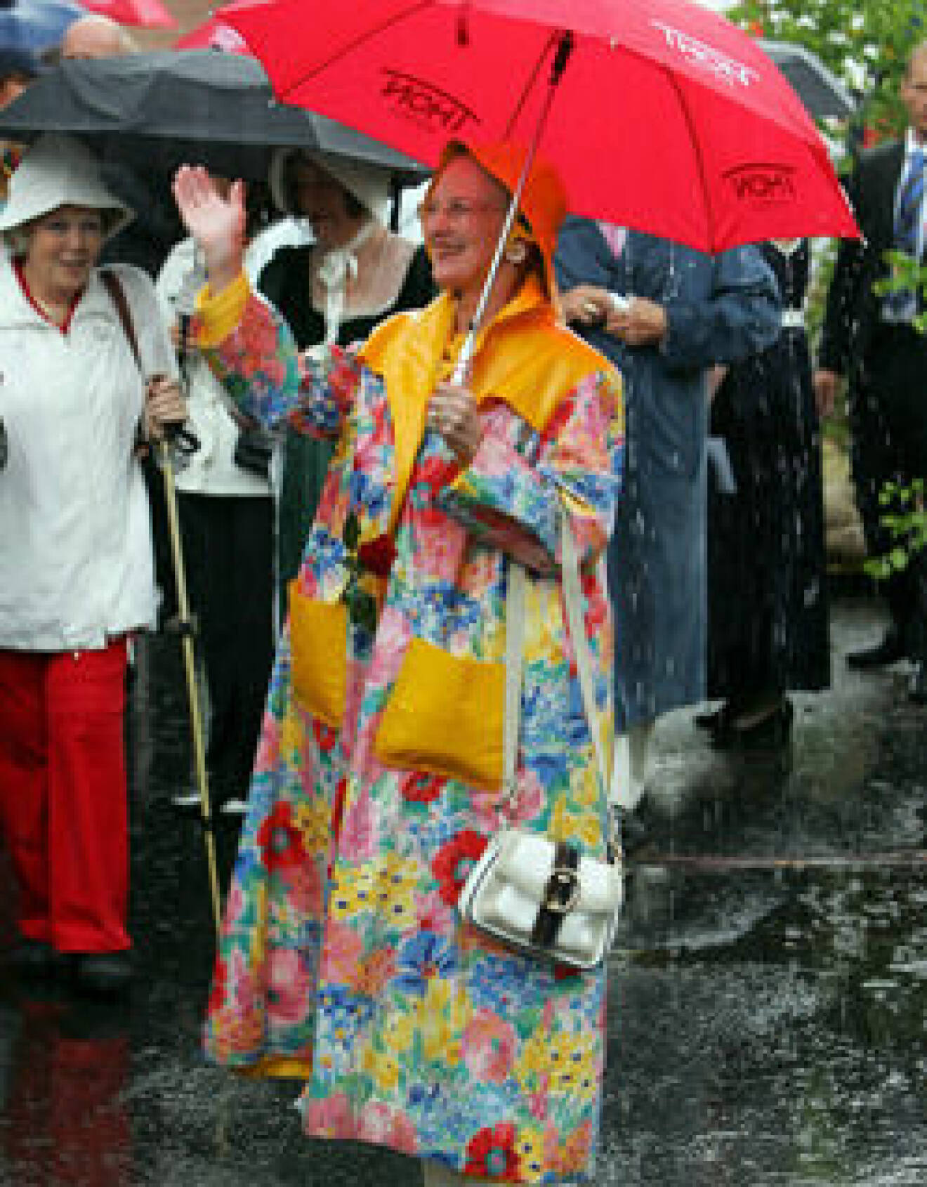 Drottning Margrethe i regnet