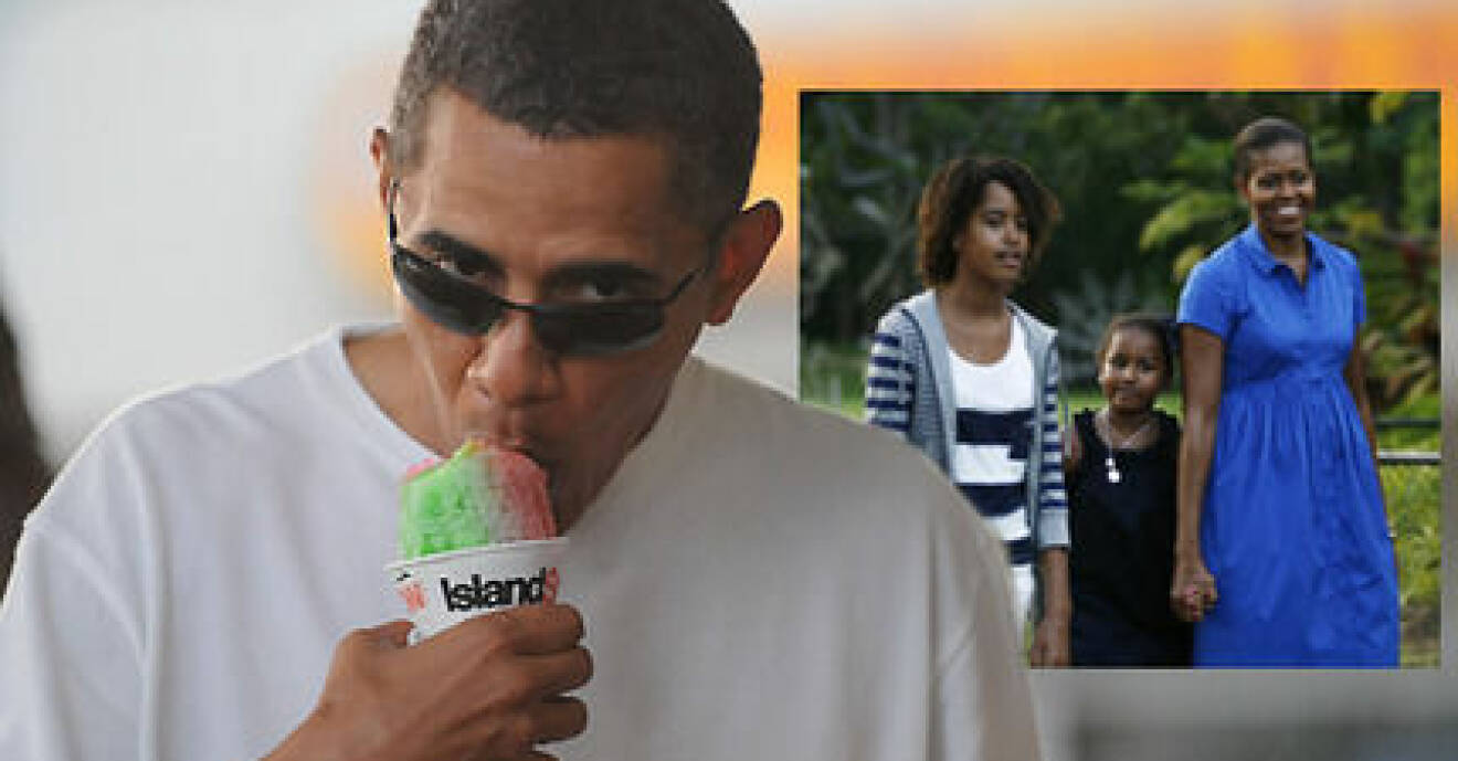 Barack Obama semestrar tillsammans med Michelle och barnen på Hawaii.