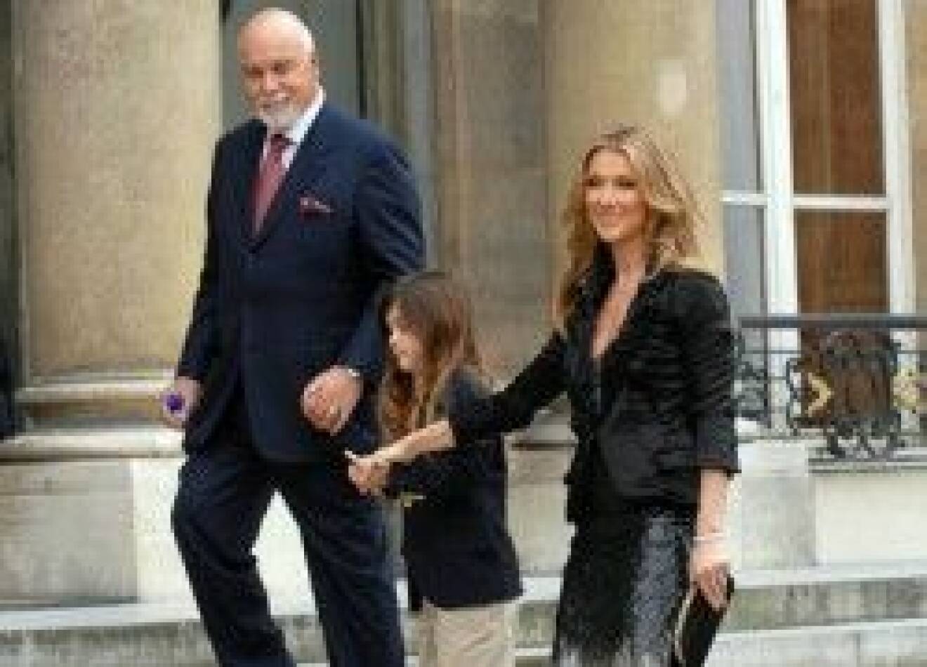 Céline Dion med make René och sonen René Charles.