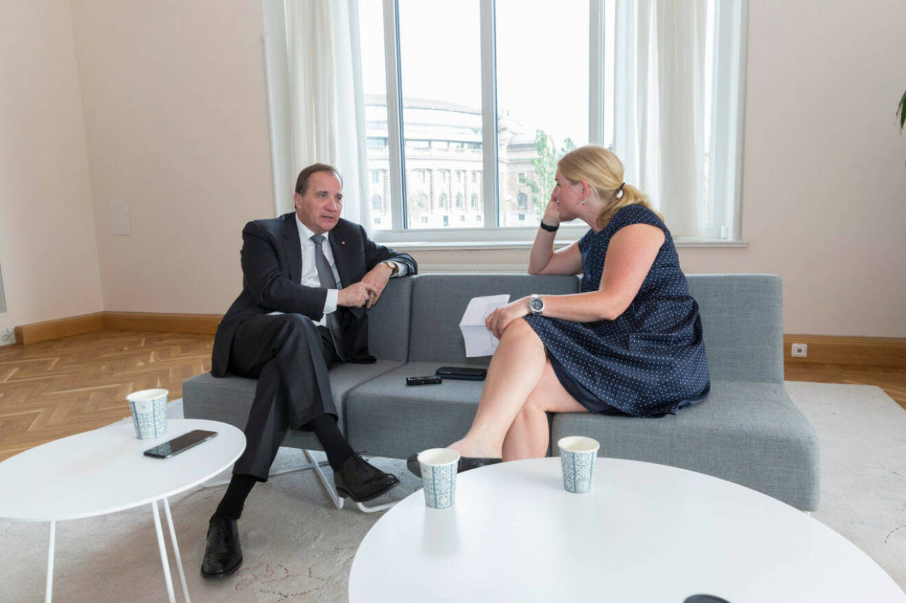 Statsminister Stefan Löfven i möte med Svensk Damtidnings reporter Anna Von Koch
