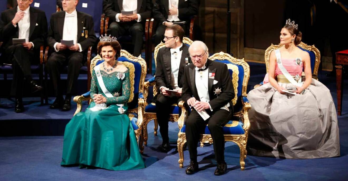 Kungaparet och kronprinsessparet på nobel 2018