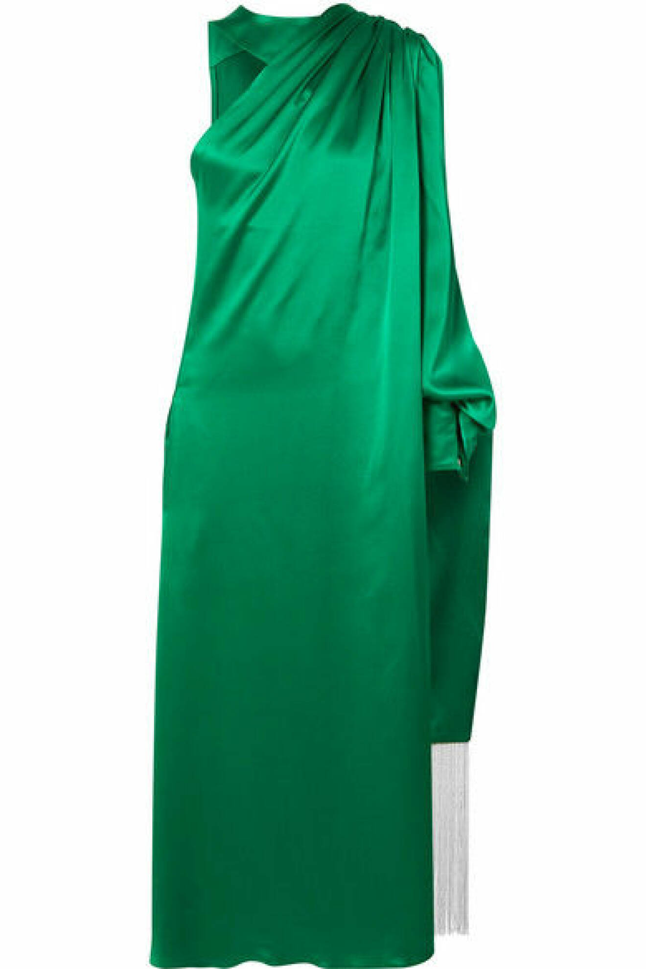 One shoulder grön klänning i satin