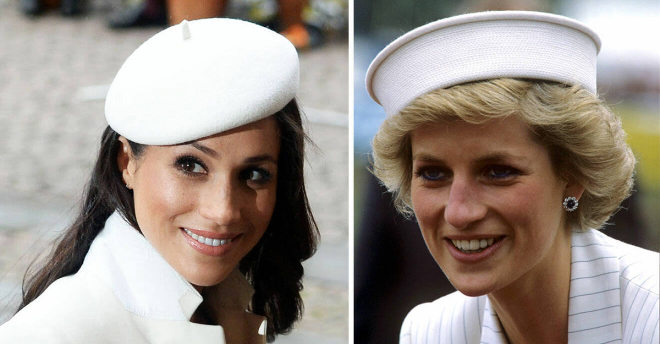 Meghan och Diana i vita hattar