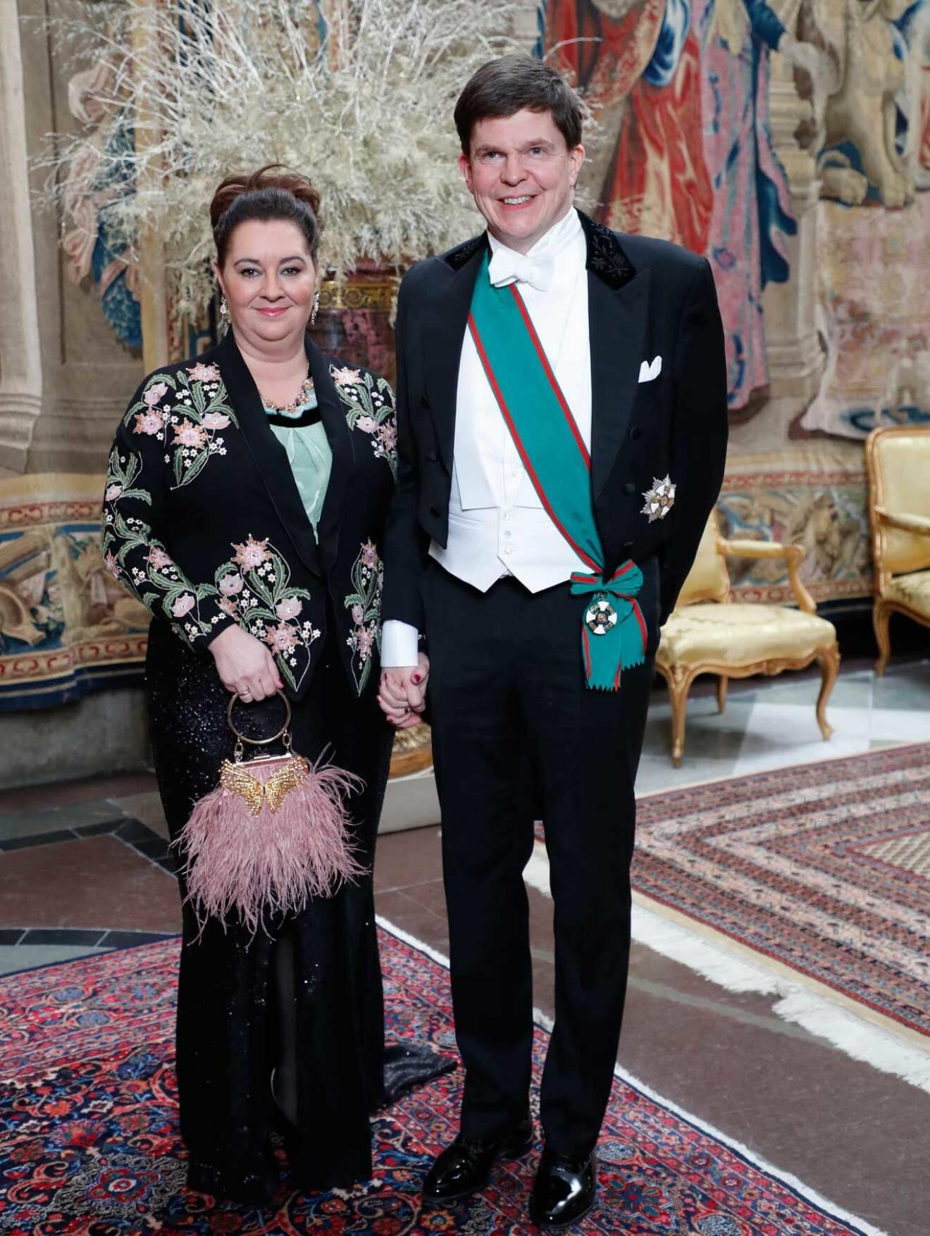 Talmannen Andreas Norlén med sin fru Helena på kungens Nobelmiddag 2019.