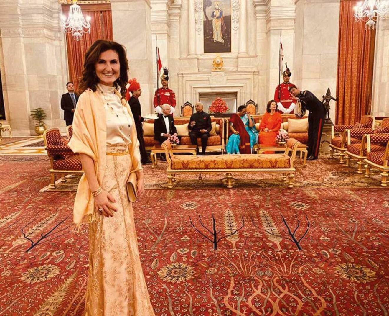 November 2019, statsbesök med kungaparet i Indien. Palatset i New Delhi.