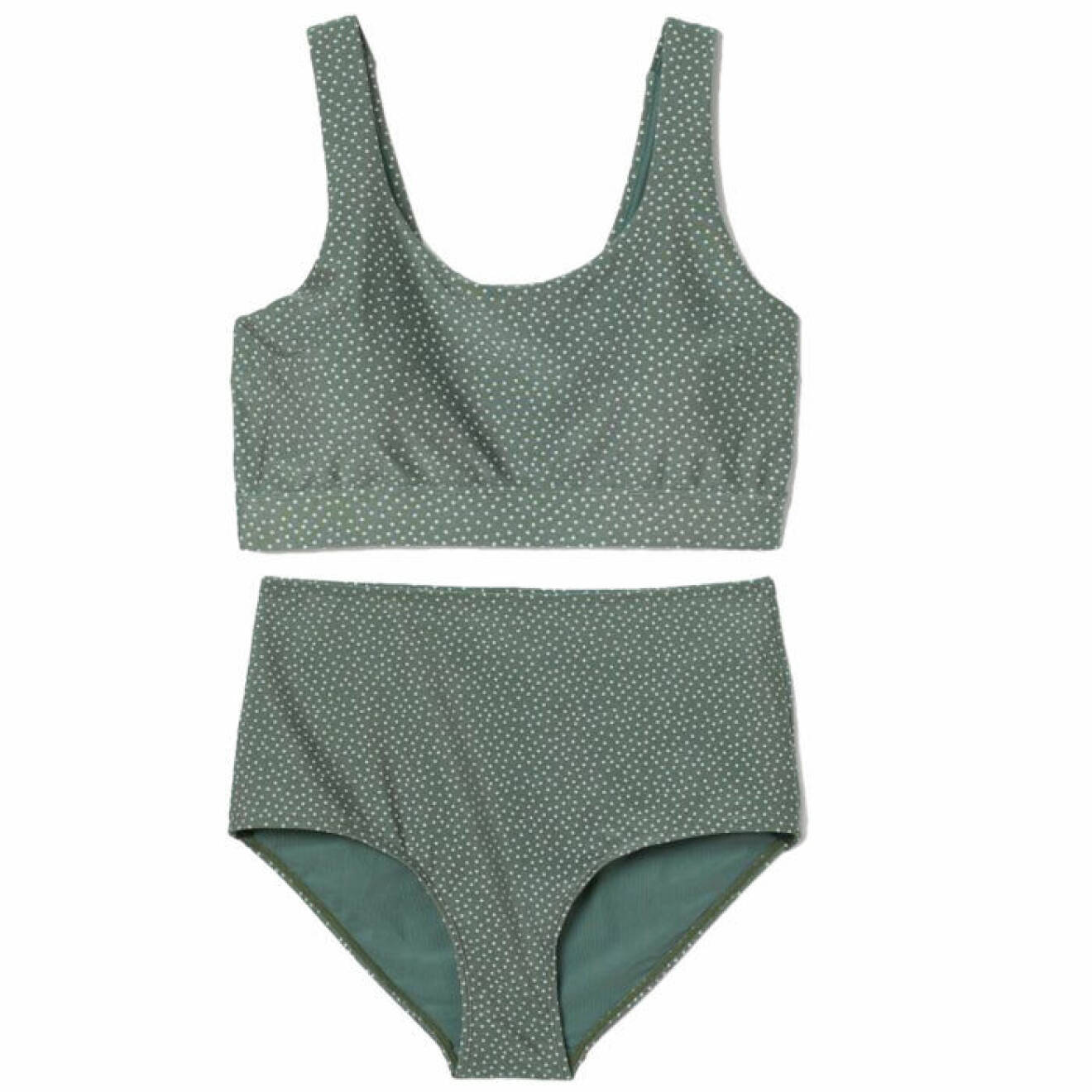 Grönvitprickig bikini från H&M