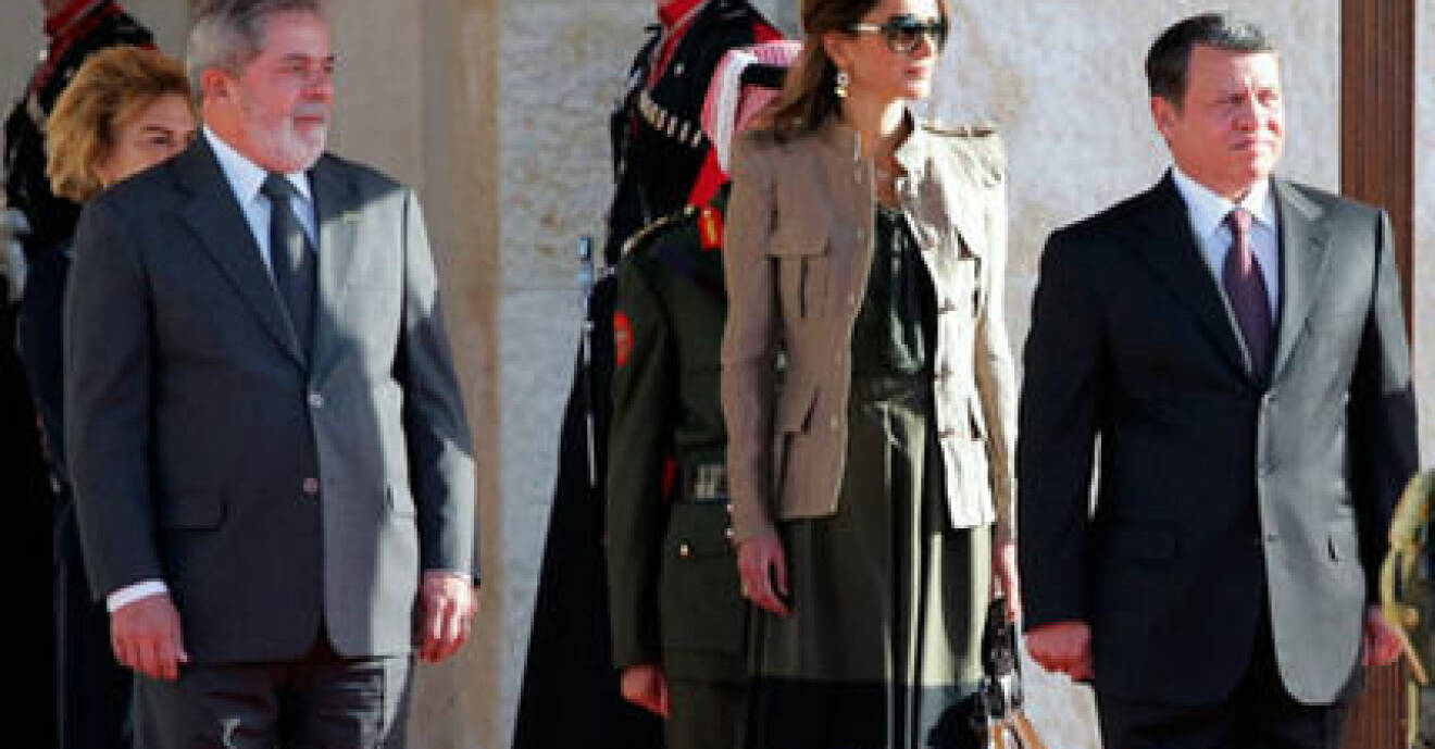 Drottning Rania och kung Abdullah möter Brasiliens president.