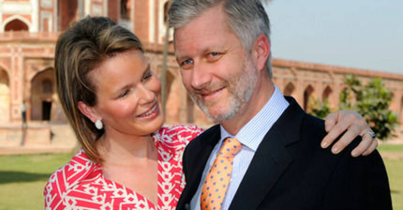 Kronprins Philippe med sin maka Mathilde på besök i Indien.