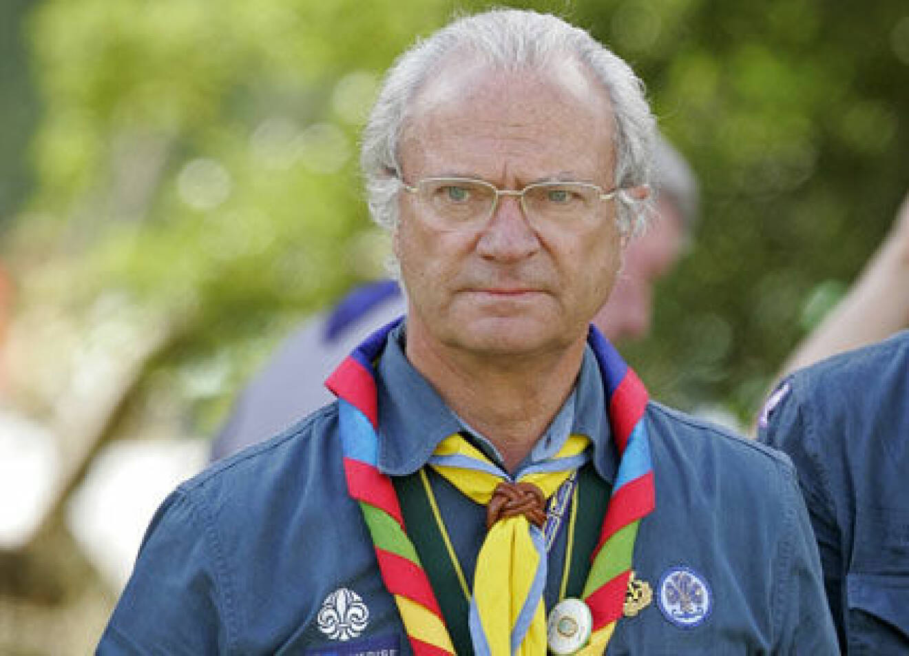 Kung Carl Gustaf på scoutmöte. Bilden är tagen vid ett tidigare tillfälle.
