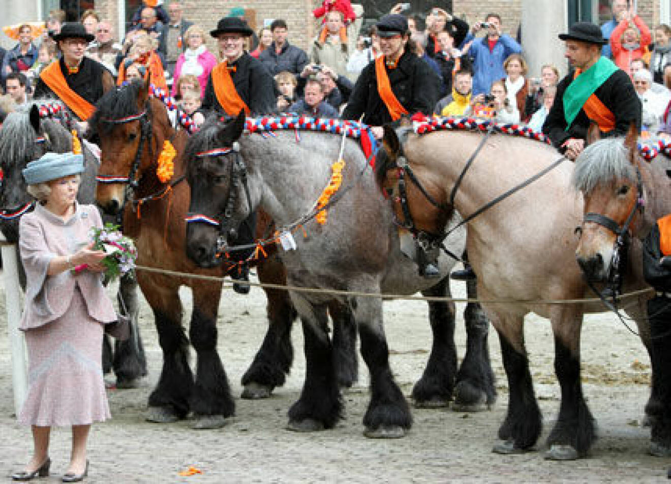 Drottning Beatrix mötte hästar på sin födelsedag.