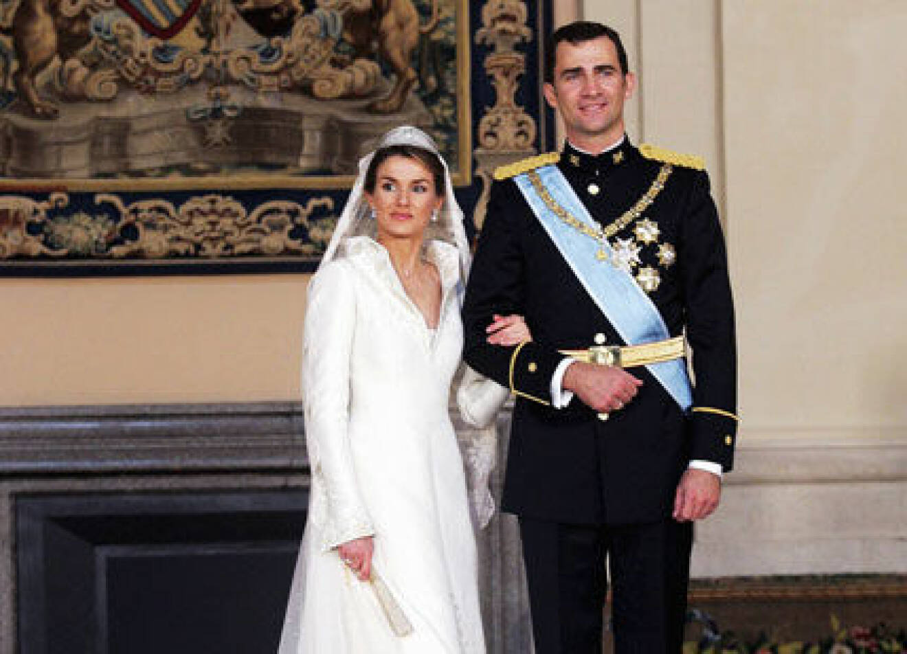 Kronprinsessan Letizia och kronprins Felipe på sin bröllopsdag.