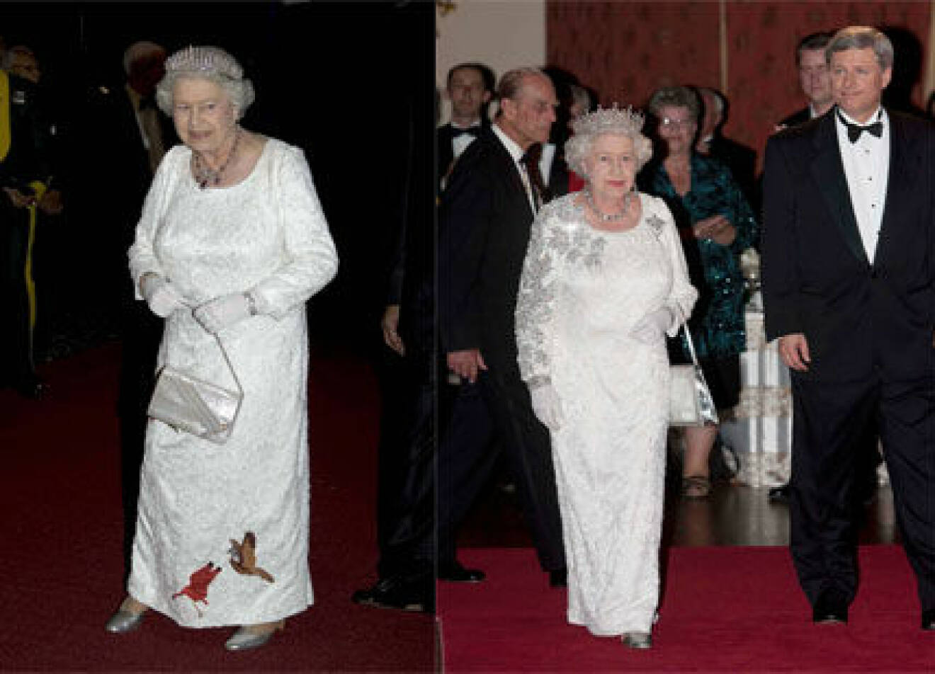 Drottning Elizabeth då och nu, i samma klänning?
