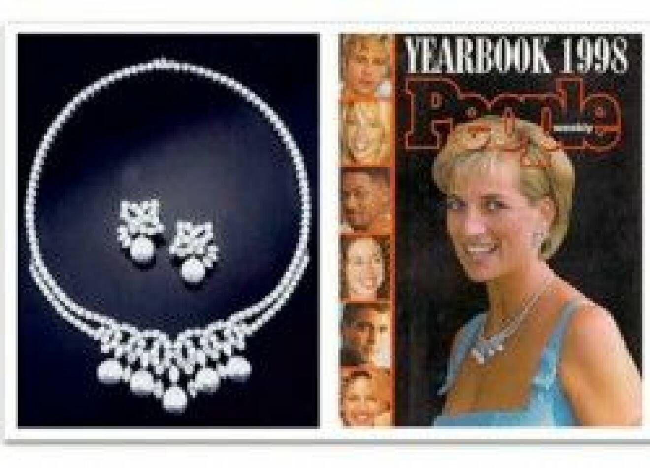 Auktionshuset visar upp Dianas smycken så här.
