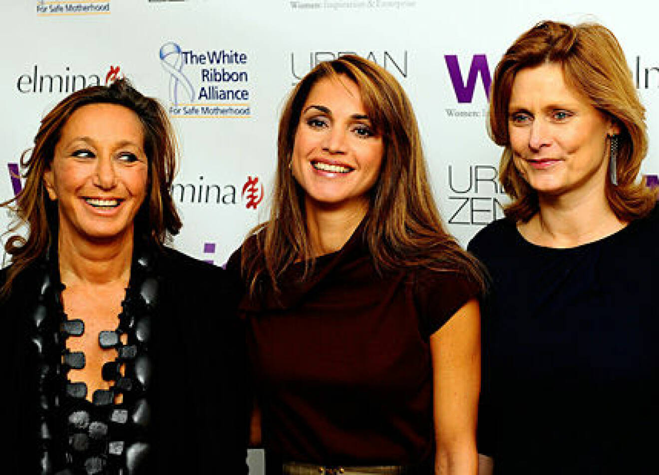 Modedesignern Donna Karan, drottning Rania och Sarah Brown.