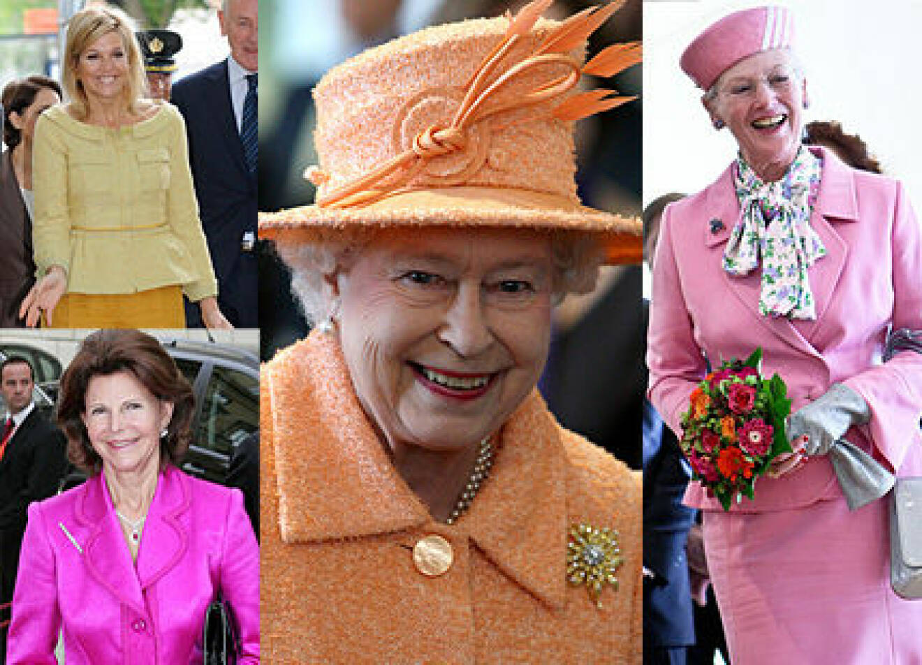 Kronprinsessan Máxima, drottning Silvia, drottning Elizabeth och drottning Margrethe.