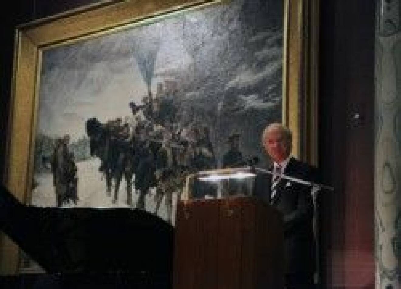 Kungen håller tal på Nationalmuseum.